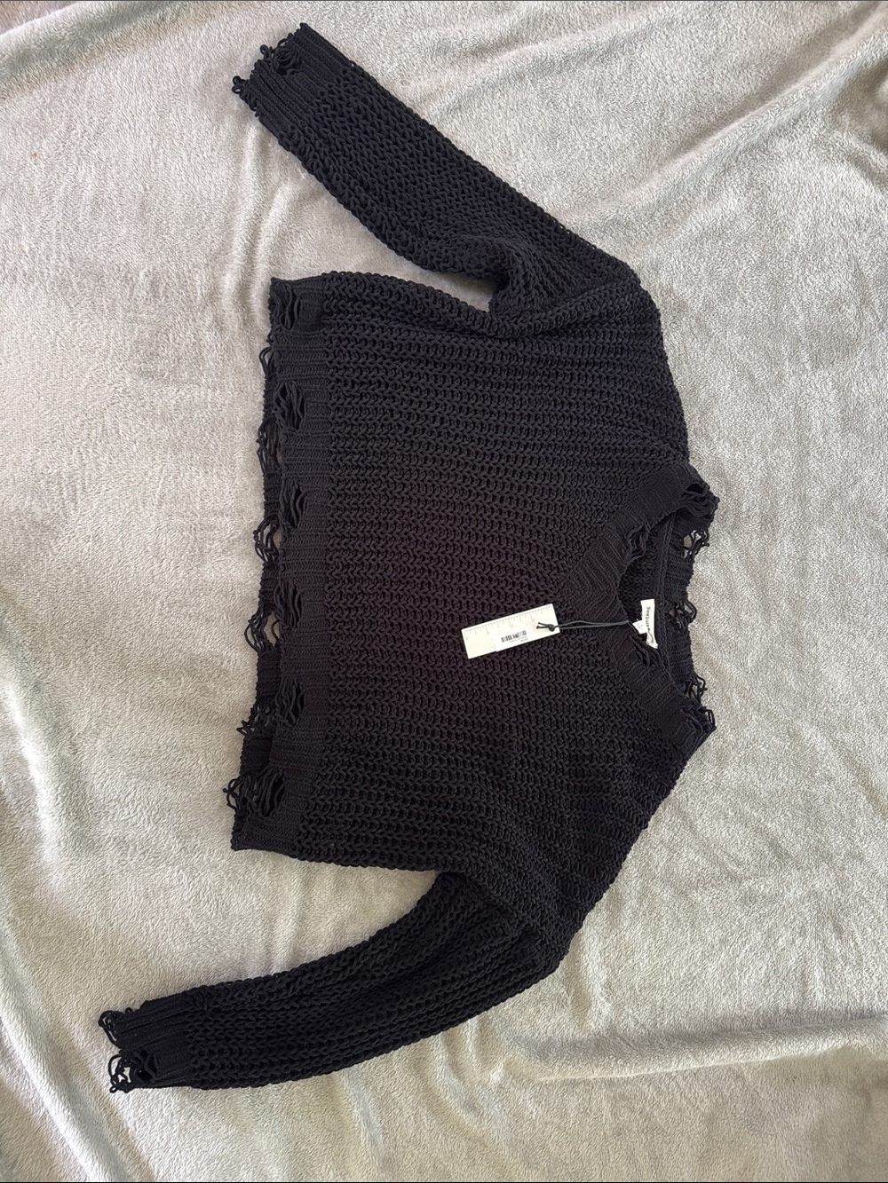 NWT Newbury Kustom Black Distressed Knit Women’s Sweater Large
